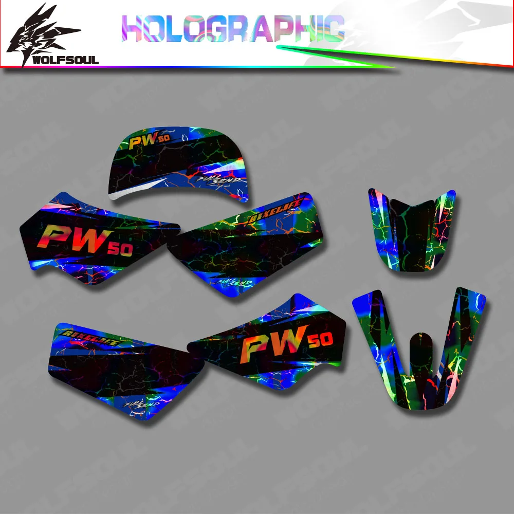 Motorcycle Holographic Backgrounds Decals Graphics Stickers Kits For Yamaha PW50 PW 50 PIT ALL YEARS Full Number Custom - view 2