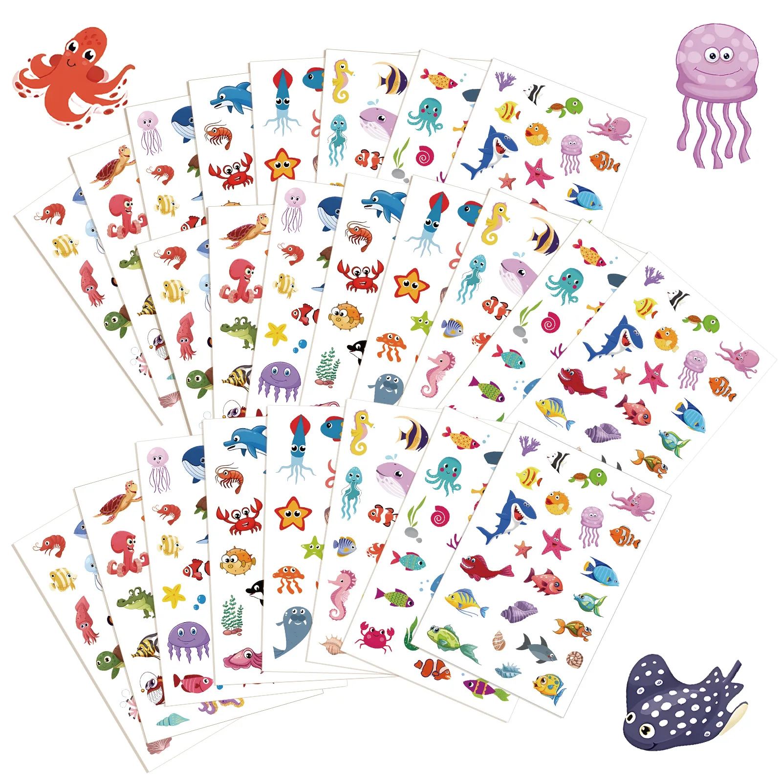 32 Sheets Ocean Animal Sticker Waterproof Vinyl Sticker Children Stationery Sticker Water Bottle Scrapbooking Laptop Decor Decal