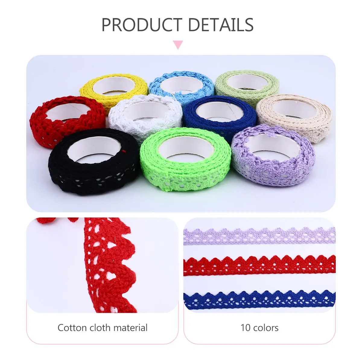 

10 Rolls Fabric Lace Tape 1 8m Cotton DIY Decorative Ribbon Adhesive Hollow Stick Gift Wrapping Stationery Craft Supplies