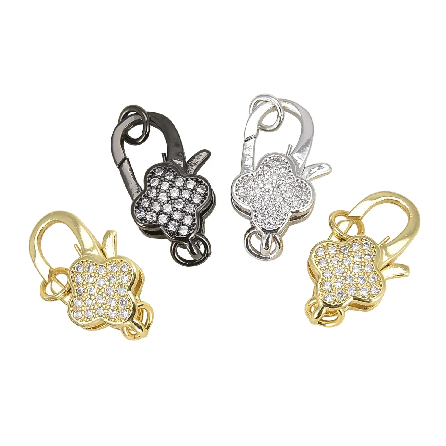 5 Pcs Connector Locks Supplies Fastener Lobster Clasps Paved Zircon Star Diamond Crown Wings Shape Accessories Items Wholesale