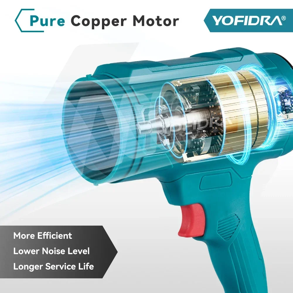 YOFIDRA Electric Blower Turbo Jet Fan Violent Air Gun Handheld Snow Car Dryer Leaf Dust Blowing Tool for Makita 18V Battery