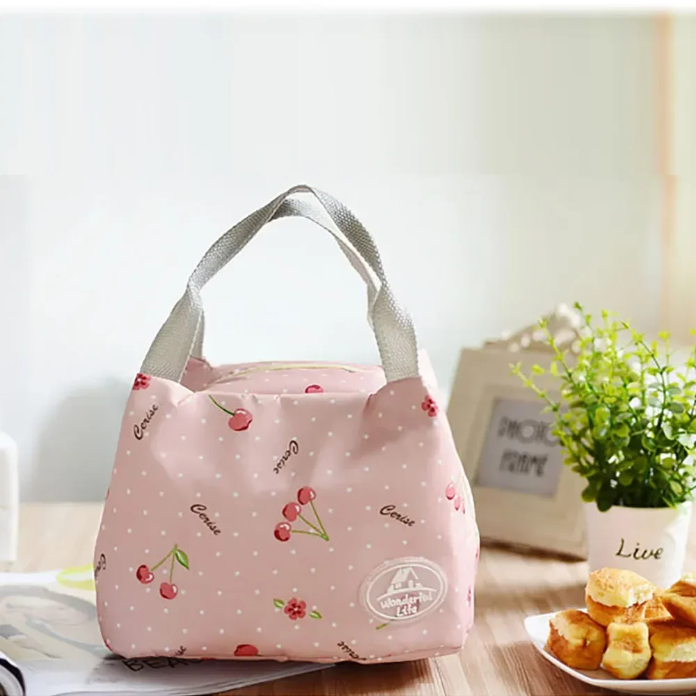 Striped Dot Portable Lunch Bag Thermal Insulated Cold Keep Food Safe Warm Lunch Bag Tote for Girl Women Insulation Lunch Box Bag