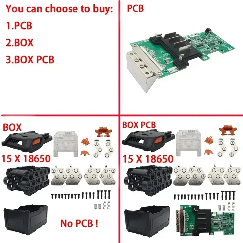 

15*18650 Li-ion Battery Case Charging Protection Circuit Board Label Box For AEG For RIDGID 18V 3.0Ah 9Ah LED Battery Indicator
