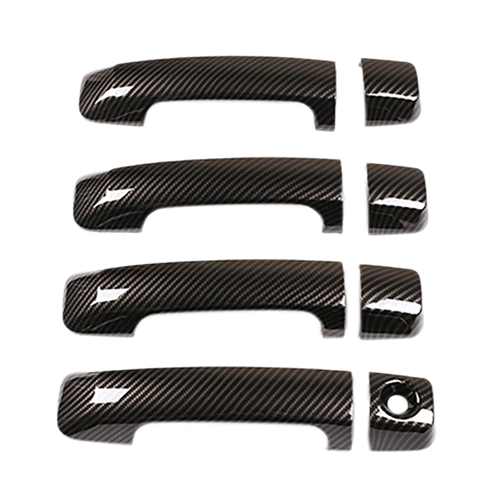 8Pcs Car Door Handle for Toyota Sequoia Door Handle Outside Smooth Carbon Fiber Pattern Auto