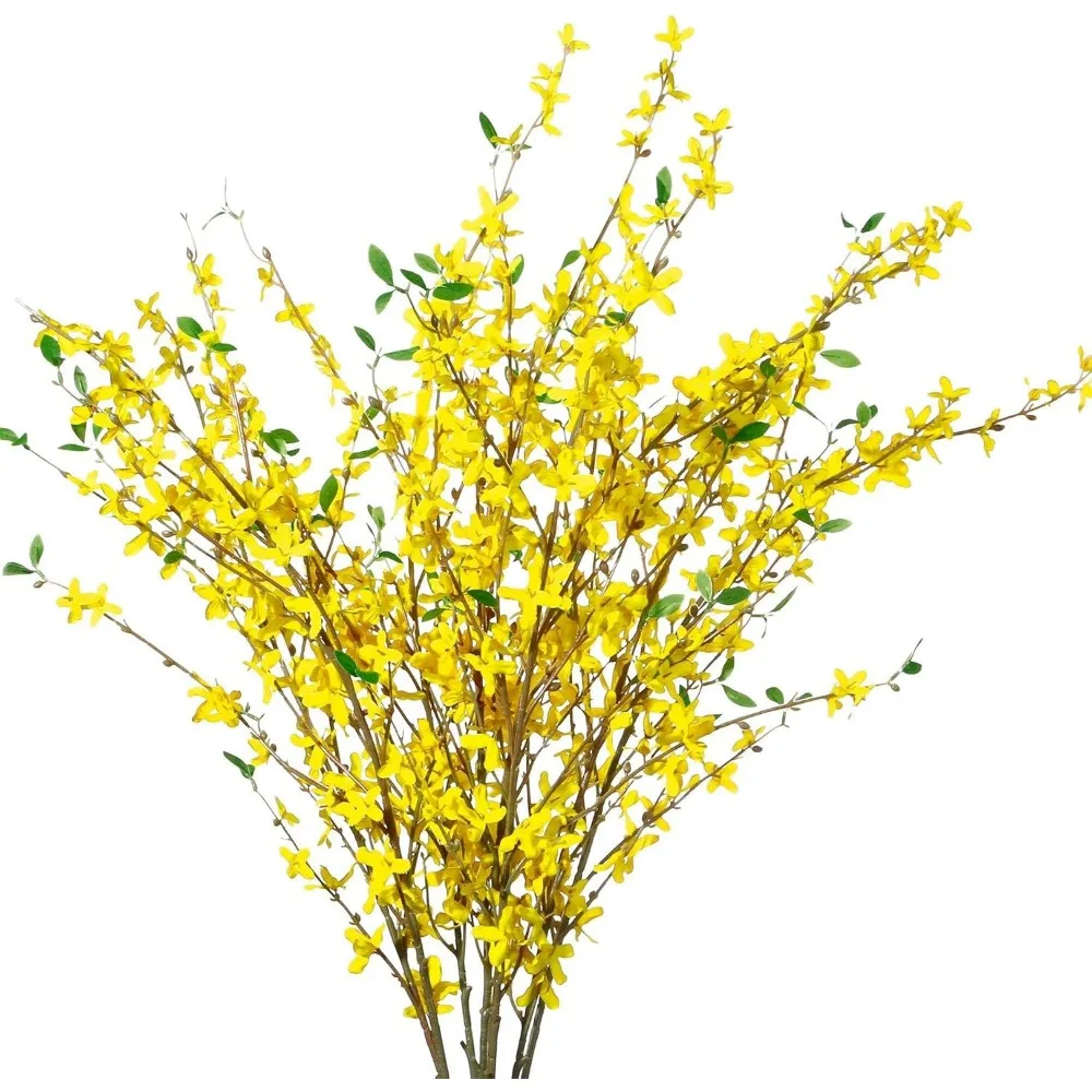 

Fake Forsythia Stems Artificial Orchids Flowers 4 Pcs Fake Forsythia Branches Fake Faux Long Stem Flowers Yellow Silk Forsythia