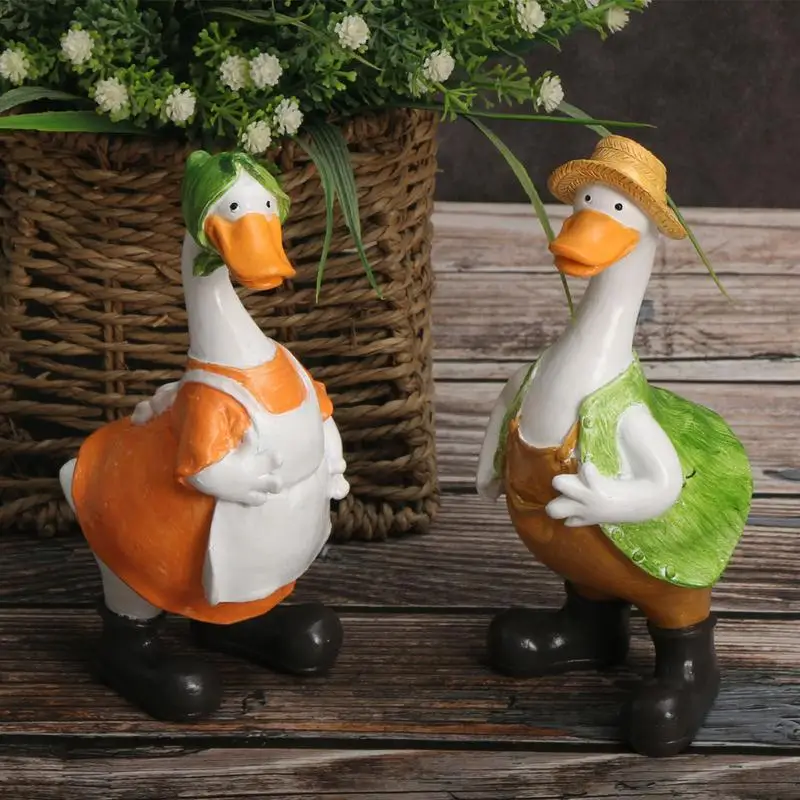 Figuras de pato para decoración de Exteriores, escultura artística de patio, figuritas de jardín de animales para césped