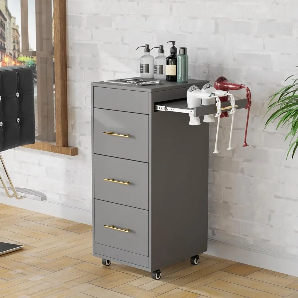 Carrello da salone in legno con ruote, armadietto Mobile per parrucchieri, gestore di strumenti per lo Styling dei capelli, carrello da salone in legno grigio