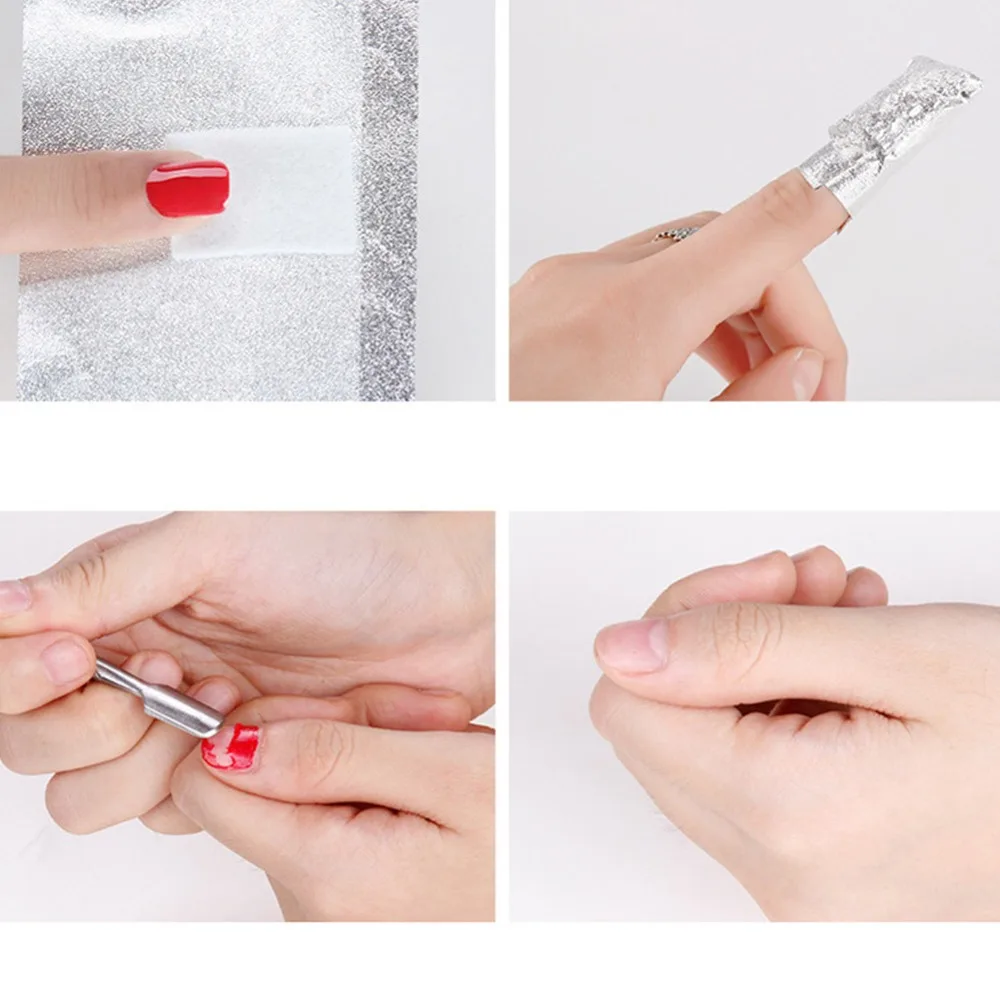 100pcs Aluminium Foil Aluminium Foil Nail Remover Wrap Built-in Lint-free Cotton Pads Nail Art Removal Foil Wrap