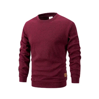 Men's Warm Crew Neck Sweatshirt Fleece Lined Thermal Pullover Autumn Winter Fashion Casual Sweater Loose Knit Long Sleeve Hoodie 3