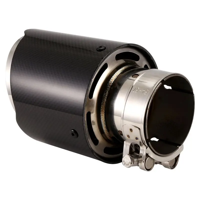 Reliable-Car Bright Carbon Fiber Exhaust Tip Universal Car Exhaust Pipe Modification Tail Throat Clip-On Tail Pipe