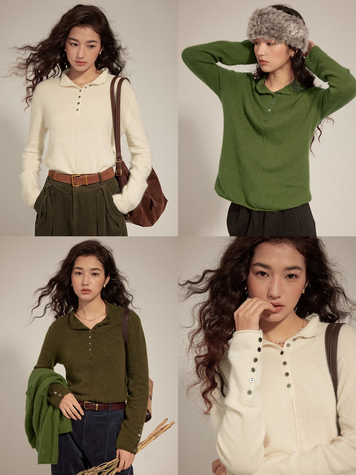 

Solighter Vintage Woolen Knitted Sweater Women's Autumn Winter Slimming Base Layer irt f High Collar Long Sve C...