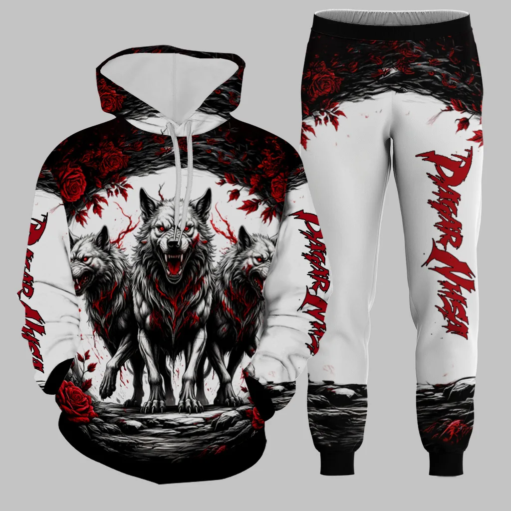 Autumn Animals Wolf 3D Printed Hoodie Suit Men Sweatshirts Sweatpants Casual Fashion Two Piece Tracksuit Set Men's Clothing