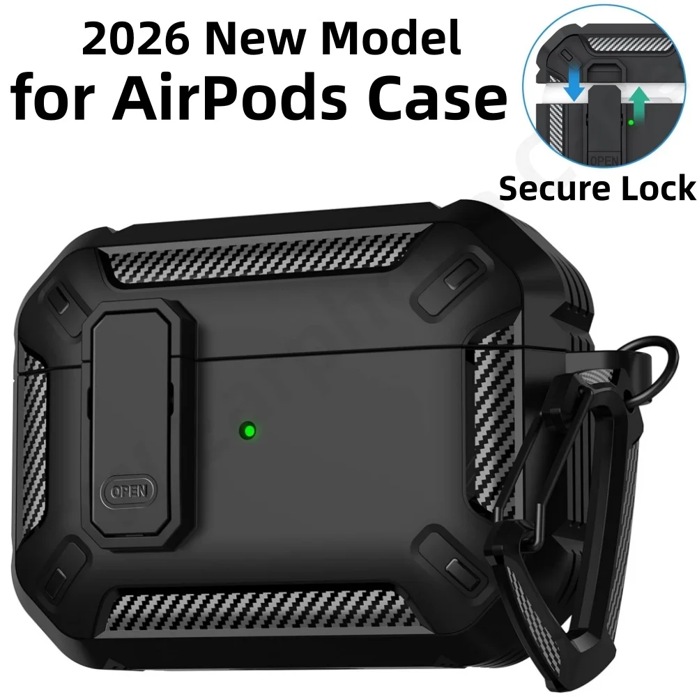 2026 Modell für AirPods 5 Hülle mit Sicherem Verschluss-Design für AirPods Pro 3 Hülle mit Reinigungsset Kohlefaser-Hülle für AirPods 5/4/Pro 3 – Detail 1