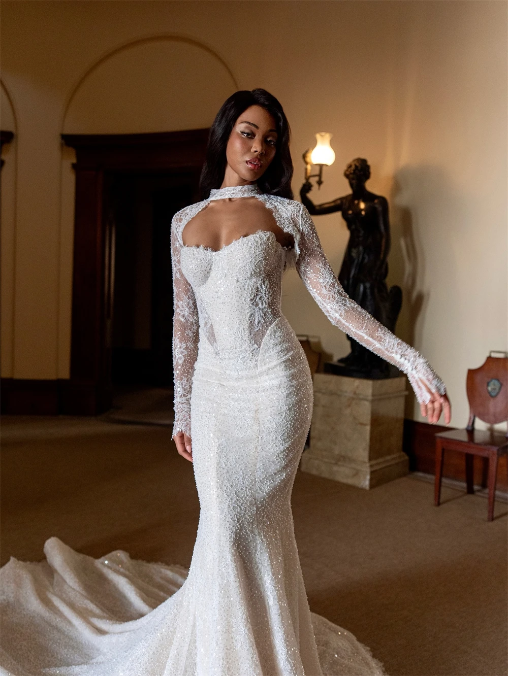 

Customized Sexy White Organza Wedding Dress Formal Sweetheart Sleeveless Bridal Gowns Soft Mermaid Court Train Vestido De Novia