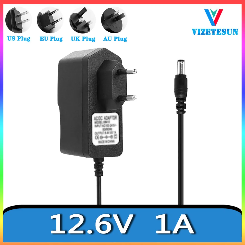 

12.6V 1A Power Adapter 12.6V 1000MA Lithium Battery Charger DC 5.5*2..1MM Universal Regulated Power Cord