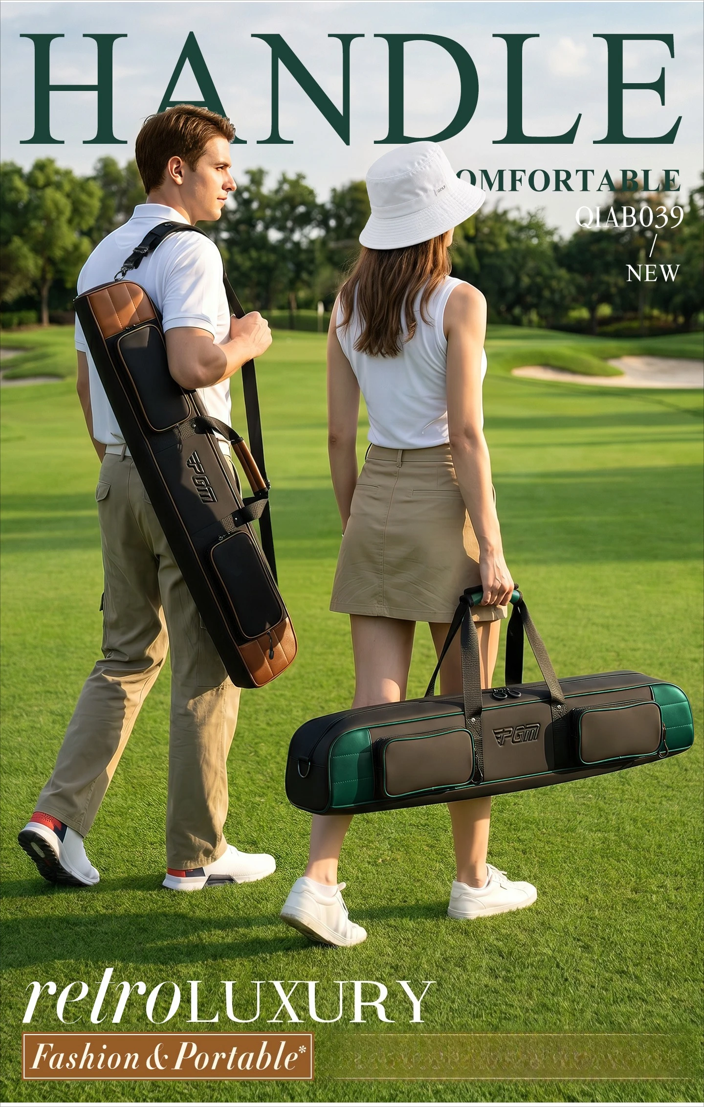 PGM Park Golfbag für Männer und Frauen, Große Kapazität, Ultraleicht, Schlägertasche, Anti-Spritzschutz QIAB039 – Detail 3