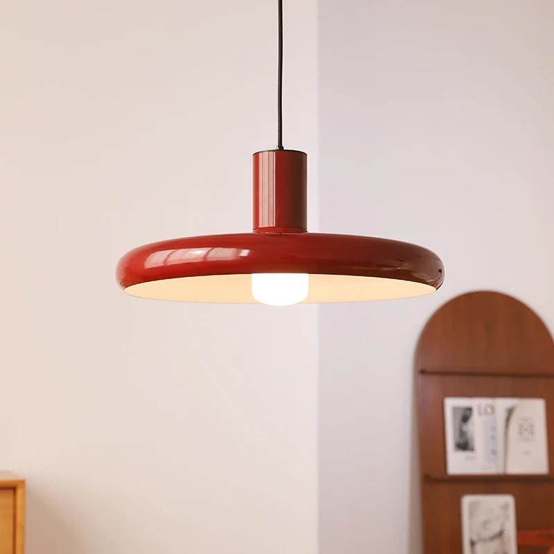 Nordic Red Flying Disc Restaurant Round Pendant Light Modern Creative Living Room Dining Table Home Decor Lighting Chandelier