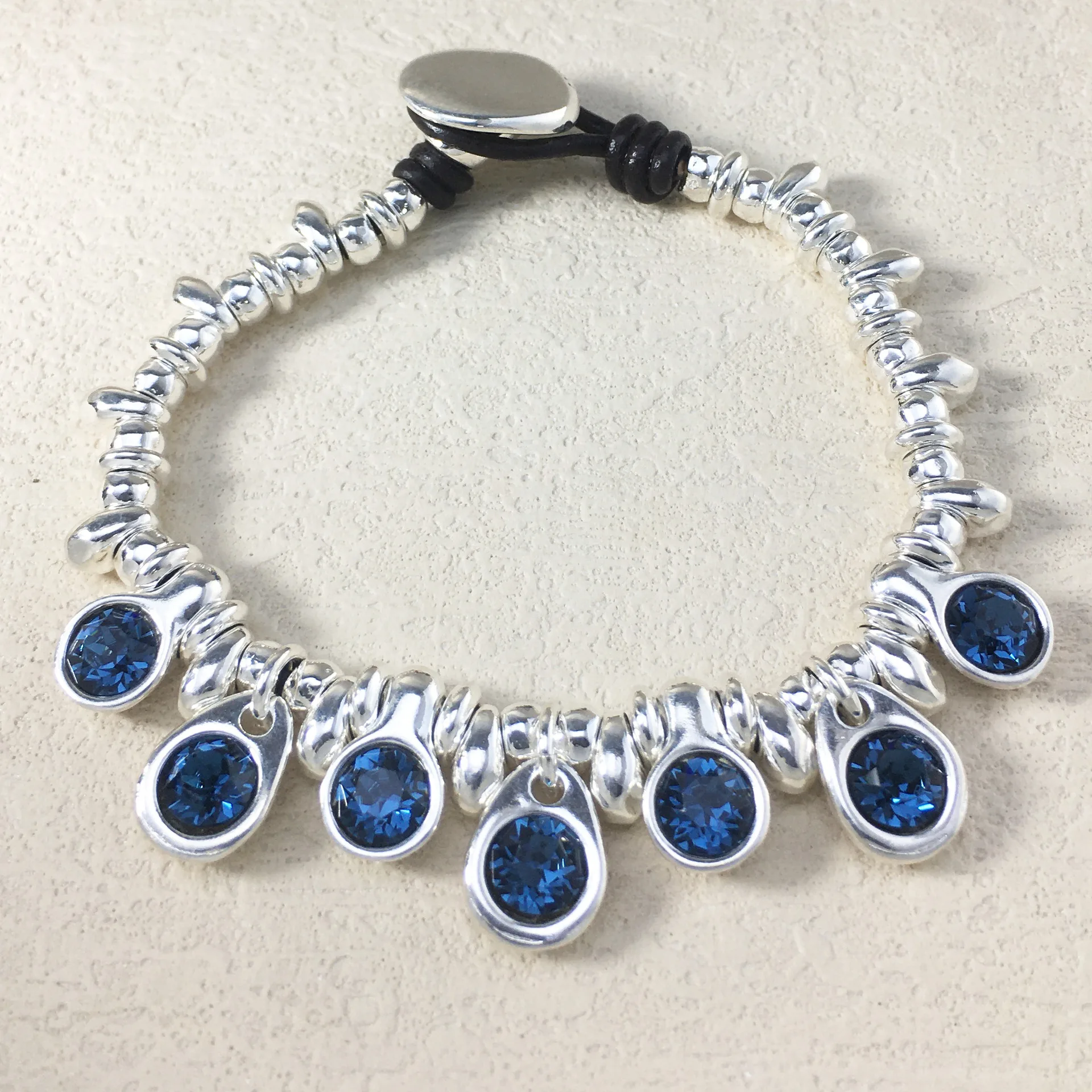 

High-quality vintage stainless steel electroplated semi-precious stone women's bracelet