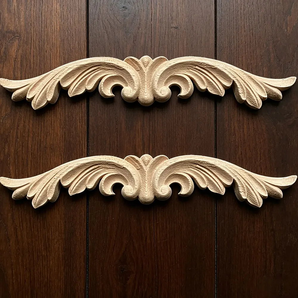 

5PCS 19cm Exquisite Wood Carved Onlay Appliques for Furniture Accessories Cabinet Unpainted Mouldings Decal Decoration