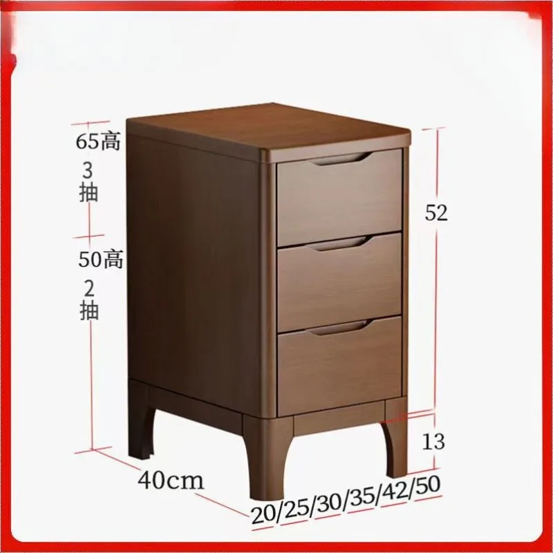 All solid wood Nordic three pumps, modern simple ultra-narrow mini bedside table, bedroom bedside locker, fully equipped small c