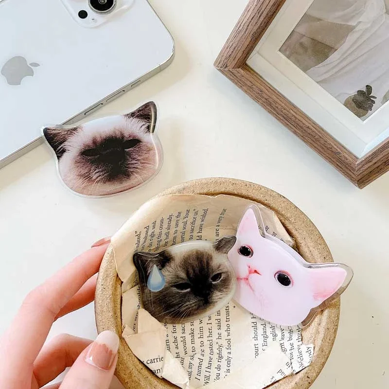 Ins Korea Cute 3D Cat Phone Grip Tok Puppy Griptok Lovely Holder Ring for IPhone 14 Accessories Funny Animal Phone Stand Holder