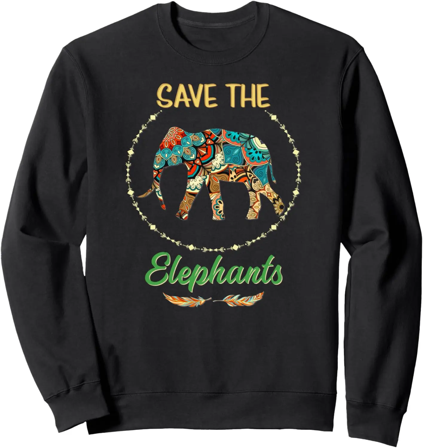 Save the Elephants Wild Animal Elephant Lovers Vintage Boho Sweatshirt