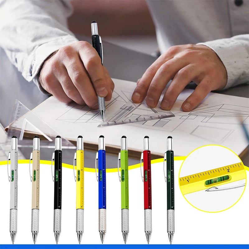 24Pcs Gift Pen for Men 6 in 1 Multitool Tech Tool Pen Screwdriver Pen with Ruler Levelgauge Ballpoint Pen Unique Gifts for Men