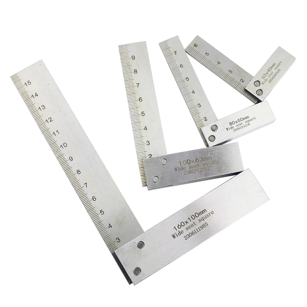 90 Degree Right Angle Ruler Wide Base With Scale Engineer Precision Ground Carbon Steel Hardened Angle Ruler Steel MeasuringTool