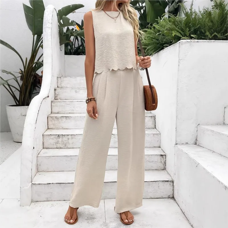 

Vintage Hawaiian Chic Women's Pant Sets Summer Everyday Casual Women's Fashion Tank Top Outdoor Beach Women's Elegant Pants 2025