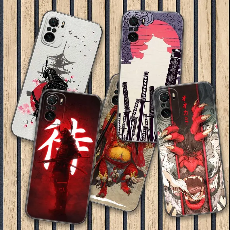 Japanese Samurai Demon Art Anime Poco X3 NFC Case For Xiaomi POCO F3 F4 F5 Pro X3 X4 Pro GT X5 M3 M4 M5s C50 C51 C55 Phone Cover