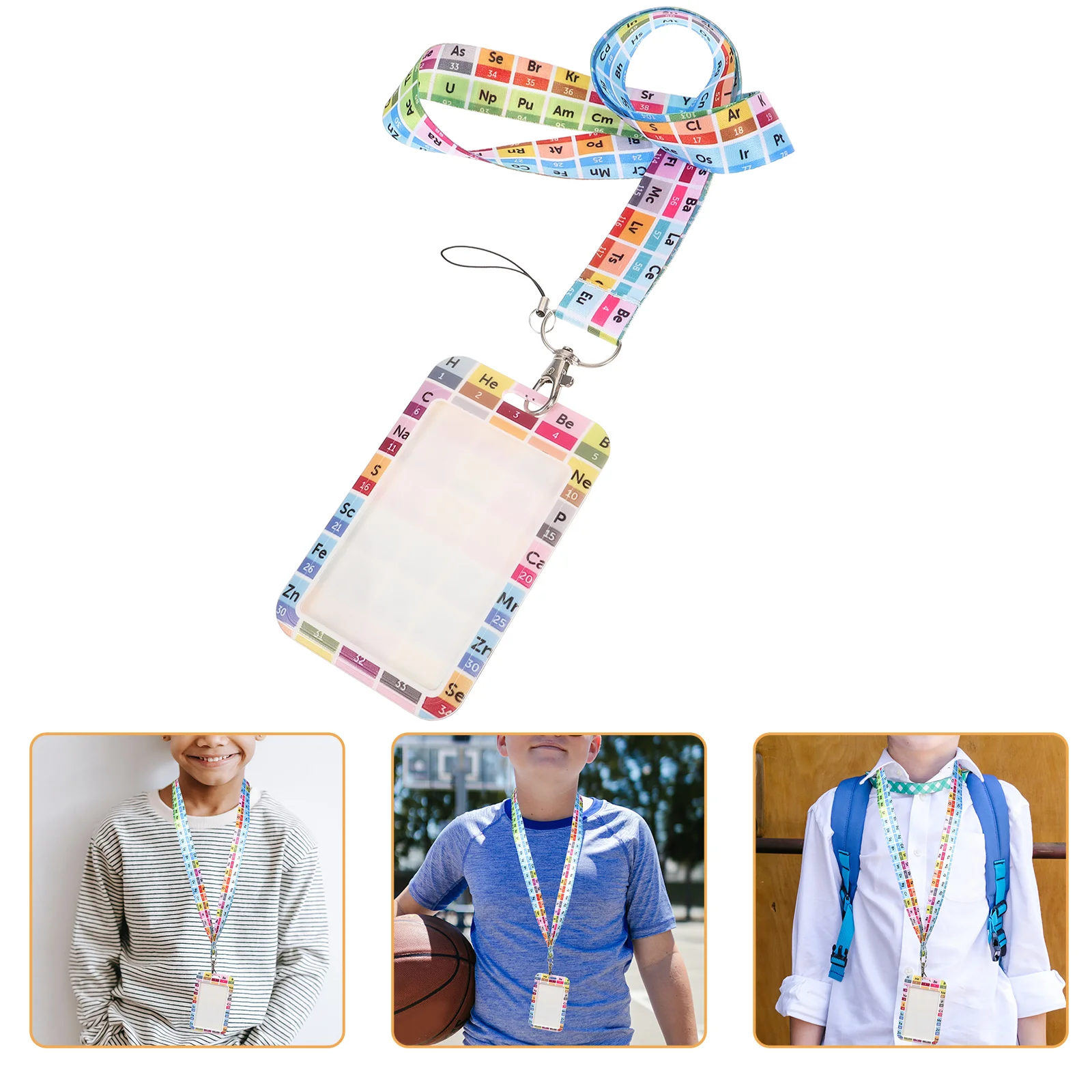 School Id Card Cover Lanyard Badge ผู้ถือรูปภาพโลหะนักเรียนการ์ด Keeper Key Chain