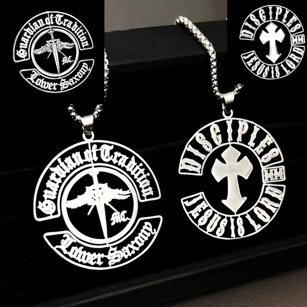 Personal Design Men's Pendant Necklace Custom Company Club Logo image Stainless Steel Thick Chain Necklace Birthday Jewelry Gift