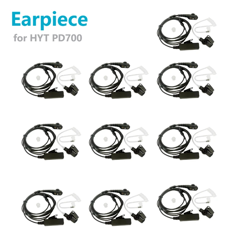 

10pc Walkie Talkie Air Tube Earpiece Headset Mic for Hytera HYT PD700 PD700G PD702 PD705 PD780 PD780G PD782 PD790EX PT580H Radio