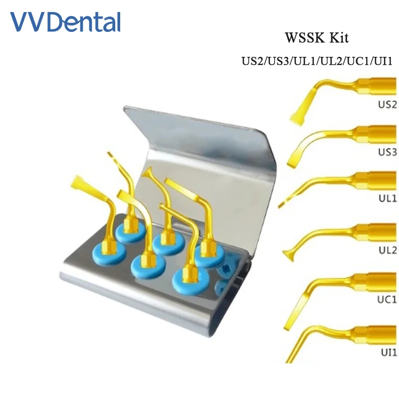 

VVDental Dental Piezo Surgery Tips Kit Compatible With Mectron/Woodpecker Handpiece US2/US3/UL1/UL2/UC1/UI1 Dentistry