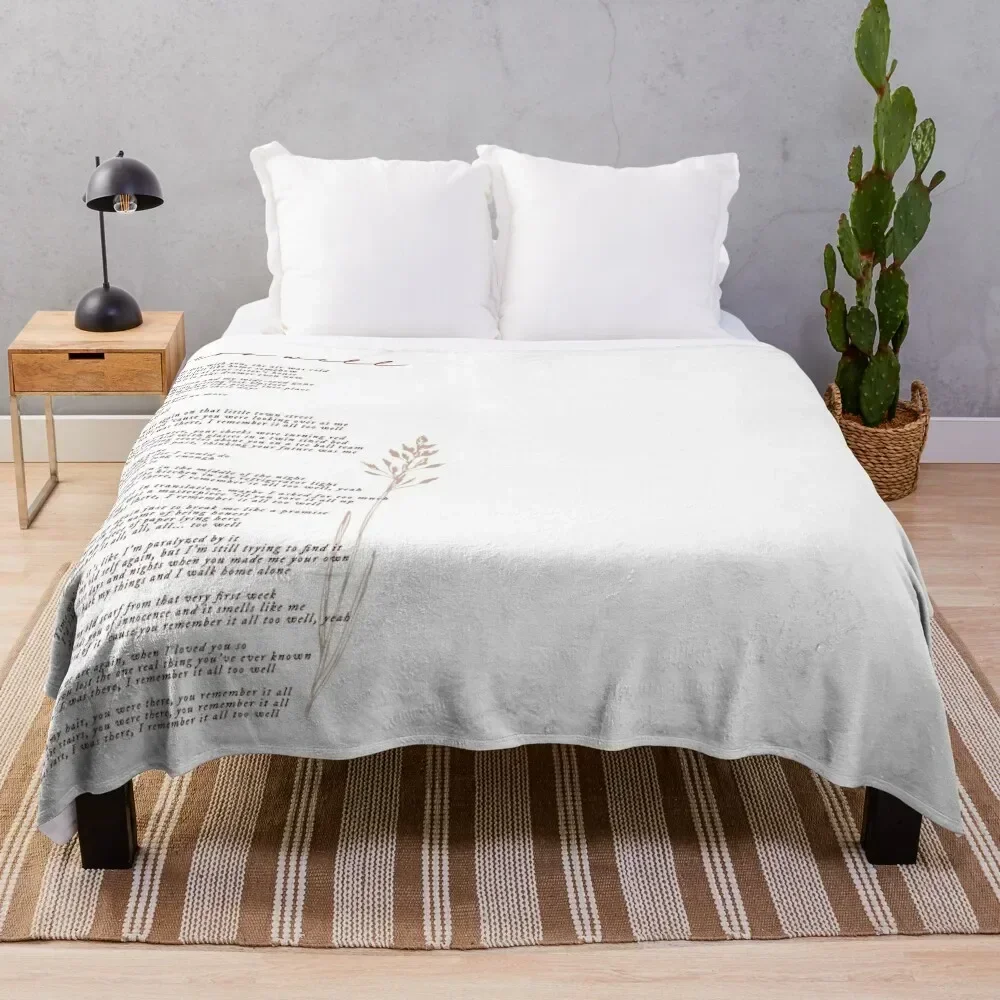 

all too well lyric Throw Blanket Decorative Soft Throw Blanket for Couch Sofa