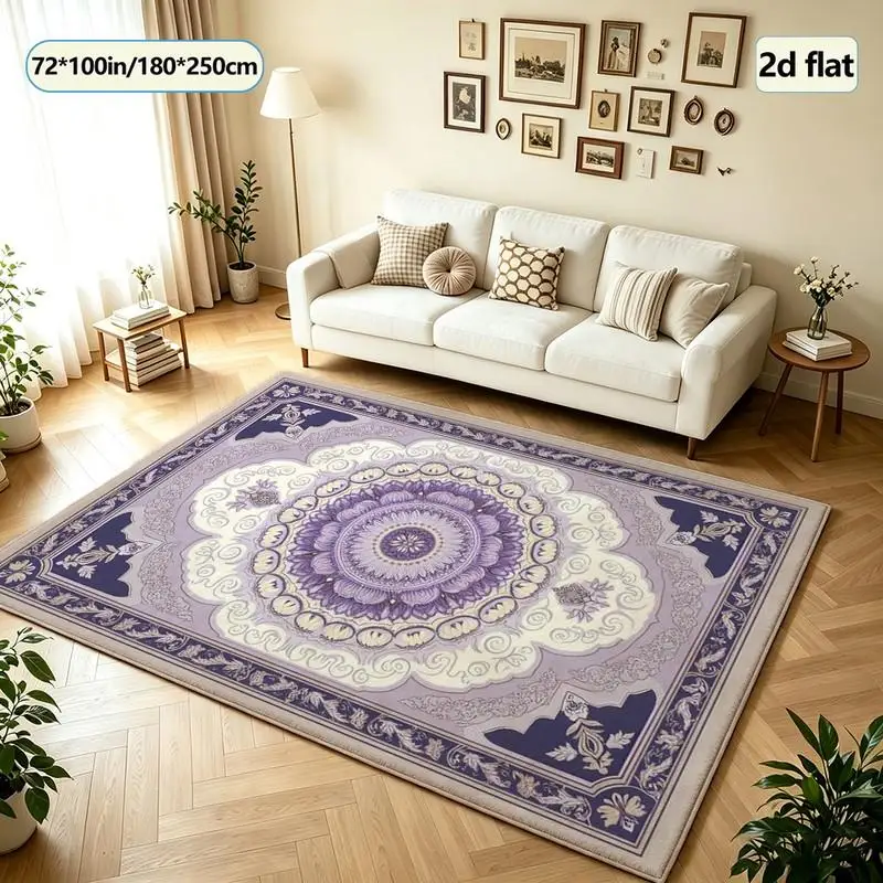 Luxury Mandala Pattern Square Carpet Soft Non-Slip Carpet Home Bedroom Living Room Decorative Carpet