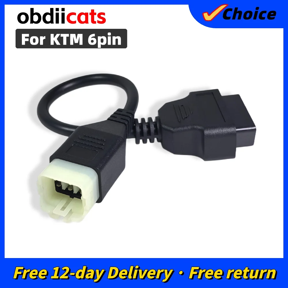 

OBDIICAT For KTM 6 pin to OBD 16 pin adapter cable for ECU software to Motorcycle motorbikes 6pin cable