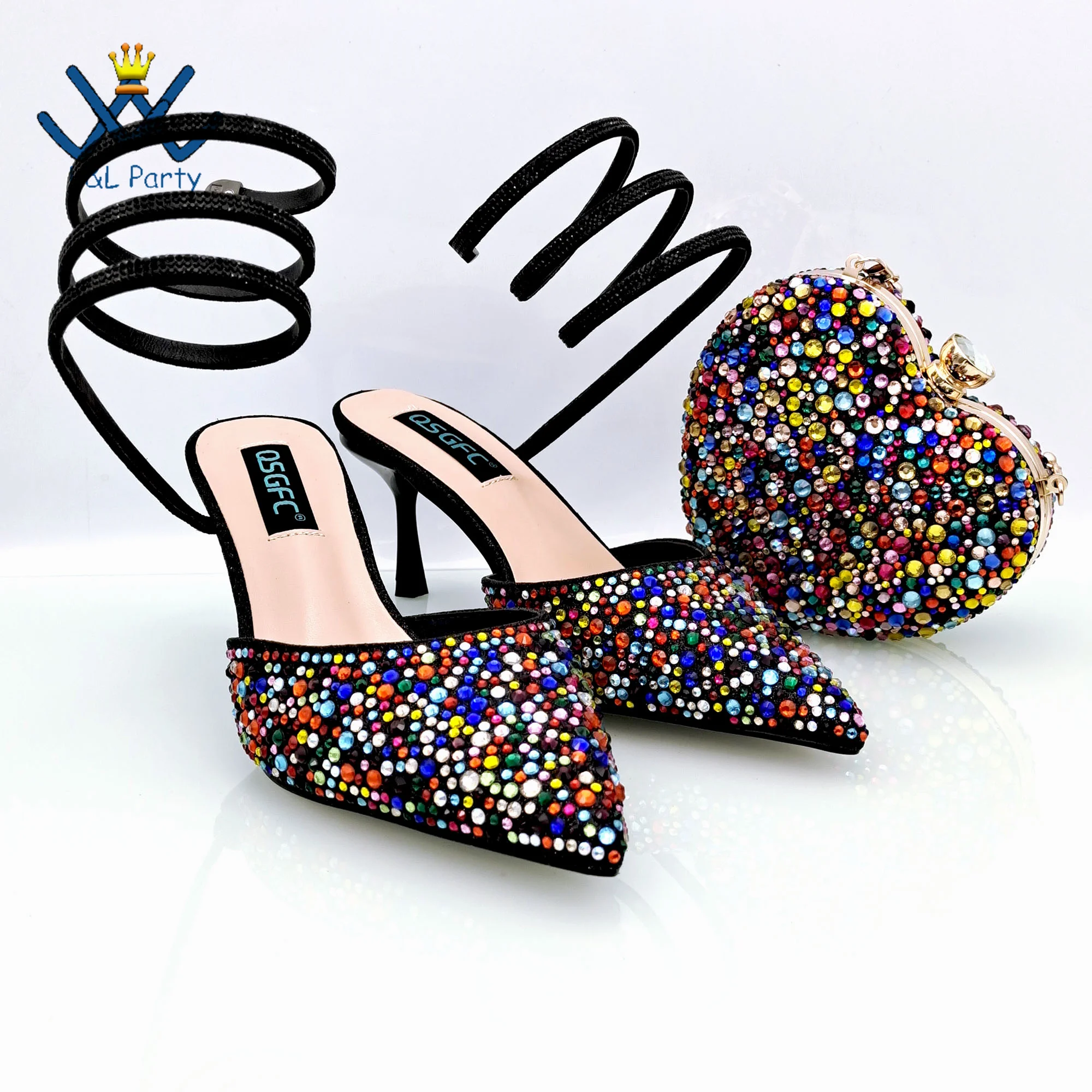 2024 in Heels Leisure Style New Arrivals Women Shoes and Bag Set in Peach Color Pumps for Wedding Party