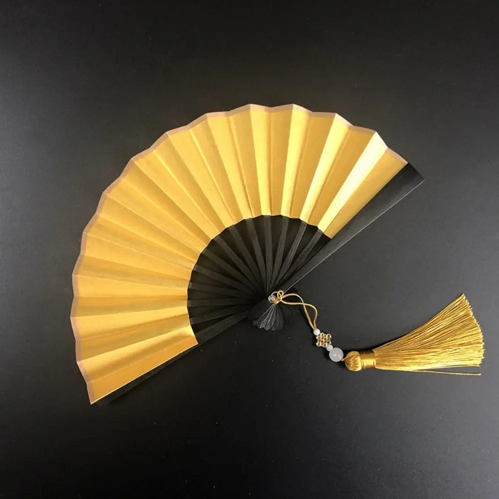 Home Decor 4 Inch Folding Fan Mini Portable Hanfu Fan Antique Tassel Bamboo Handle Paper Fans Held Dance Fans