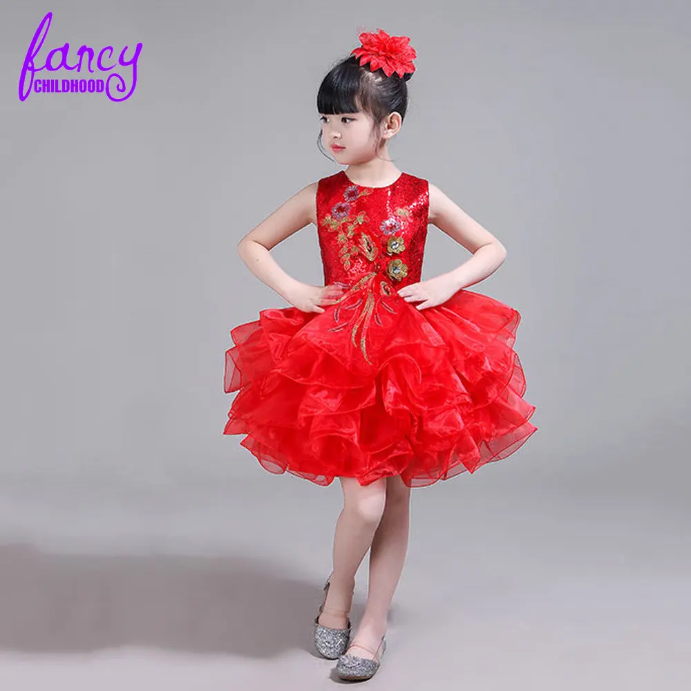 Chinese Store Layers Prom Dresses Toddler Glitz Pageant Gowns Children Dancewear Clothing Kids Party Dresses for Girls