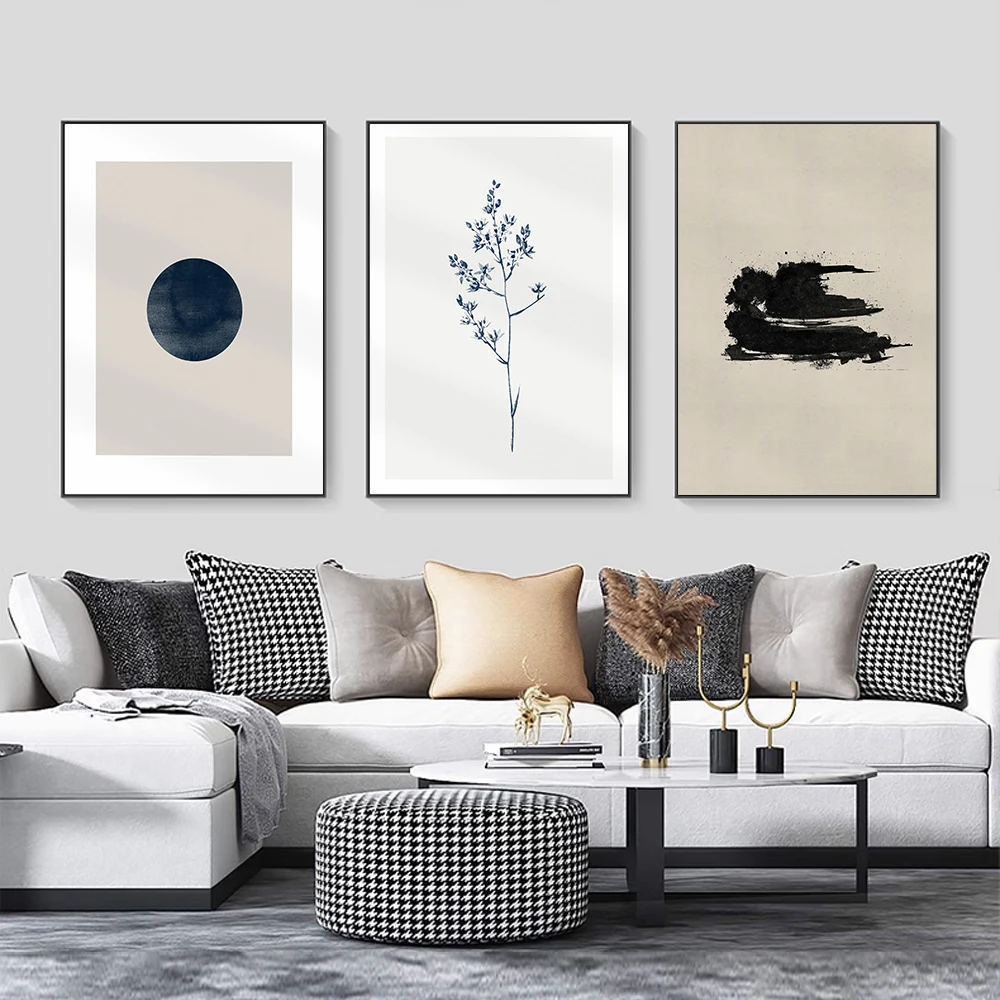 Canvas Print Painting, Circle, Plant Abstract Pattern, Modern Niche Style, Living Room, Dining Room, Porch And Bedroom Decor