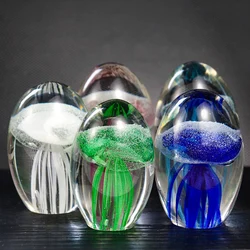 Clear Crystal Ball Inner Carve Jellyfish Halobios Glass Prism Ornament Photo Props Desktop Paperweight Crafts Fairy Garden Decor