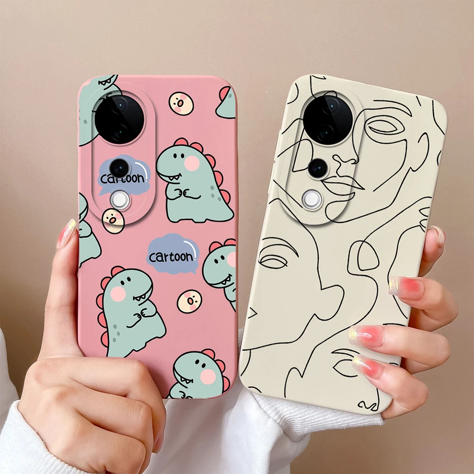 Cases For Vivo V40 Pro SE Lite 5G Cute Cartoon Dinosaur Silicone Soft Phone Cover For VivoV40 Pro Fundas VivoV40SE V40Lite Coque