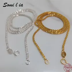 SOMILIA Fashion 18K żółte złoto naszyjnik autentyczne S925 Sterling srebrna iskrząca obojczyka łańcuch sweter wysoka biżuteria dla kobiety