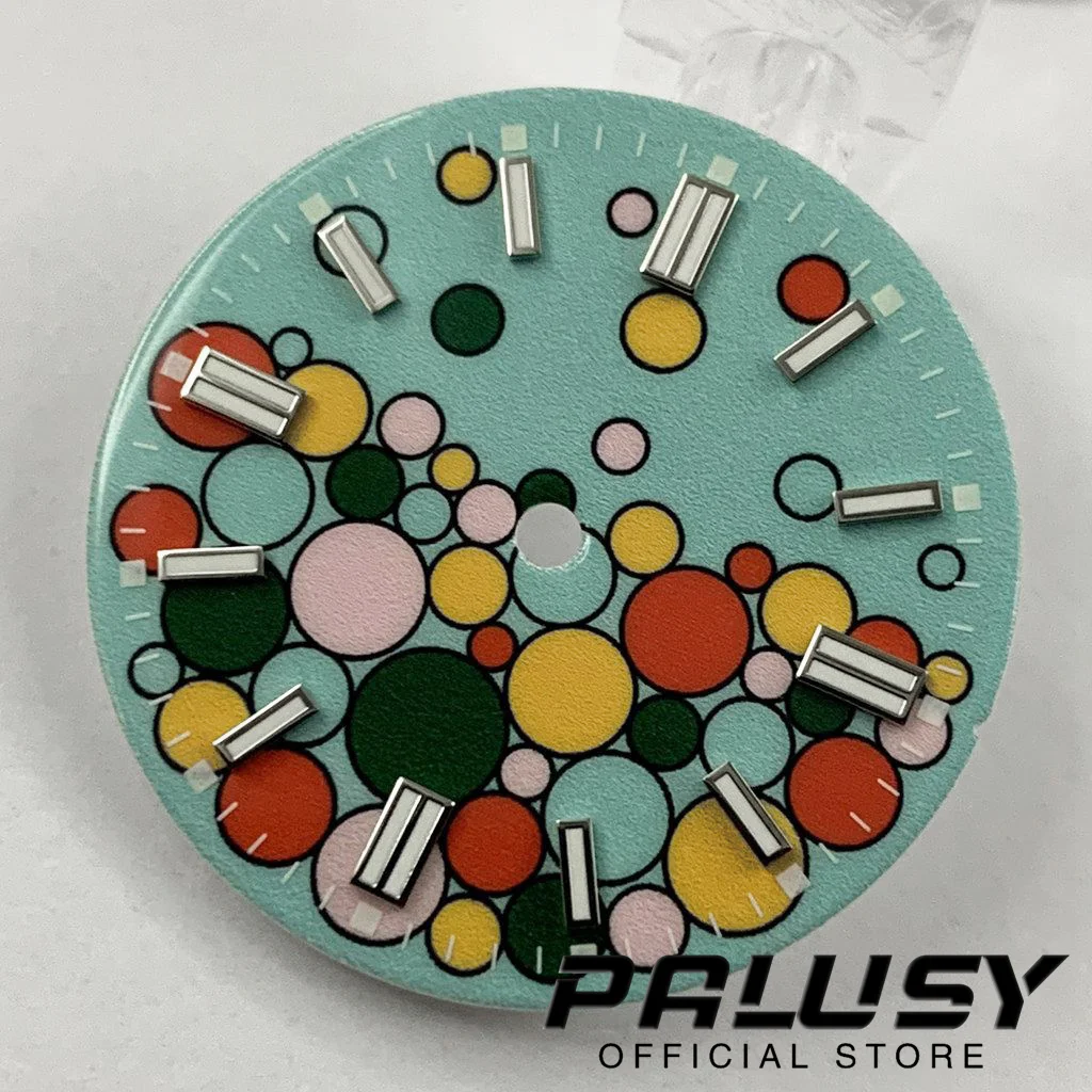 29mm Sky Blue Green Pink Yellow Red Watch Dial Luminous Watch face Fit NH35 NH36 PT5000 ETA 2824 2836 Miyota 8215 821A Movement