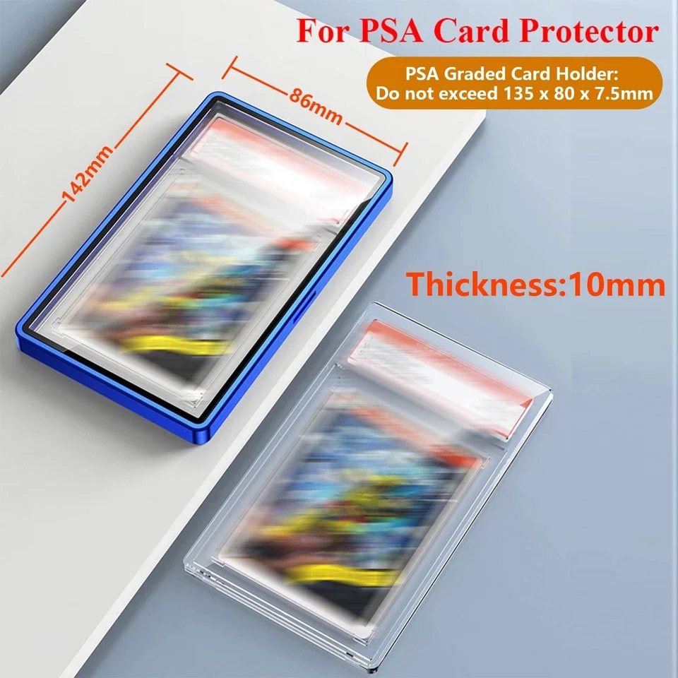 For PSA/CGC/BGS Slab,UV & Scratch Resistant Trading Card Magnetic Display Holder Box Aluminum Alloy Graded Cards Protector Case