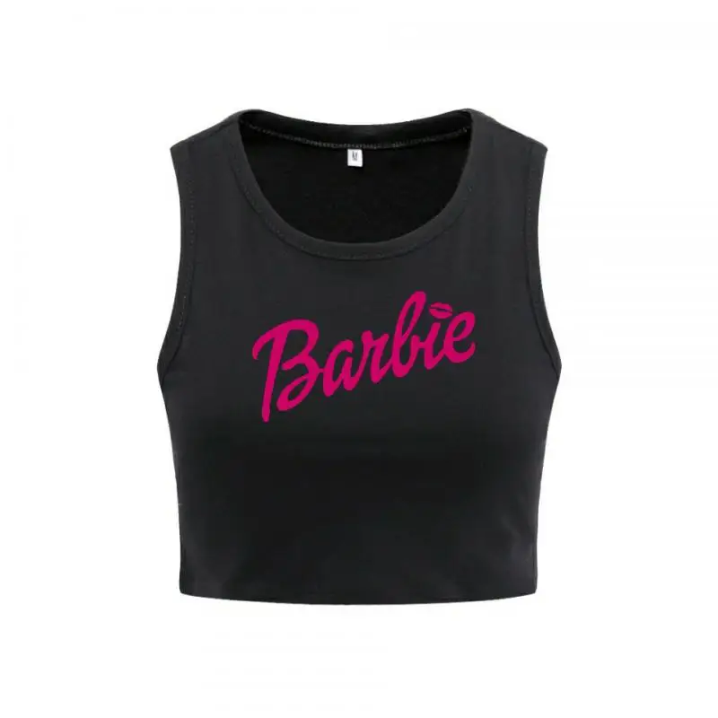 Fashion Summer Barbie Girls T-Shirt Kawaii Women Sexy Slim Short Sleeves Tees Anime Ladies All-Match Sleeveless Vest Tops Gifts