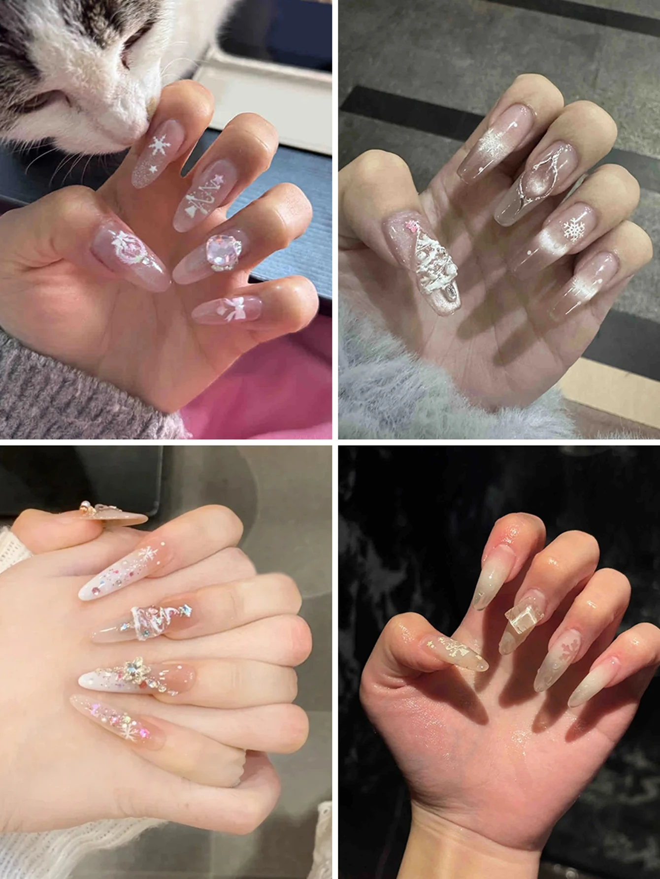 3/6 ورقة عيد الميلاد مسمار الفن ملصقات ندفة الثلج شجرة سانتا تنقش مسمار الشارات لقضاء عطلة مانيكير الديكور #5