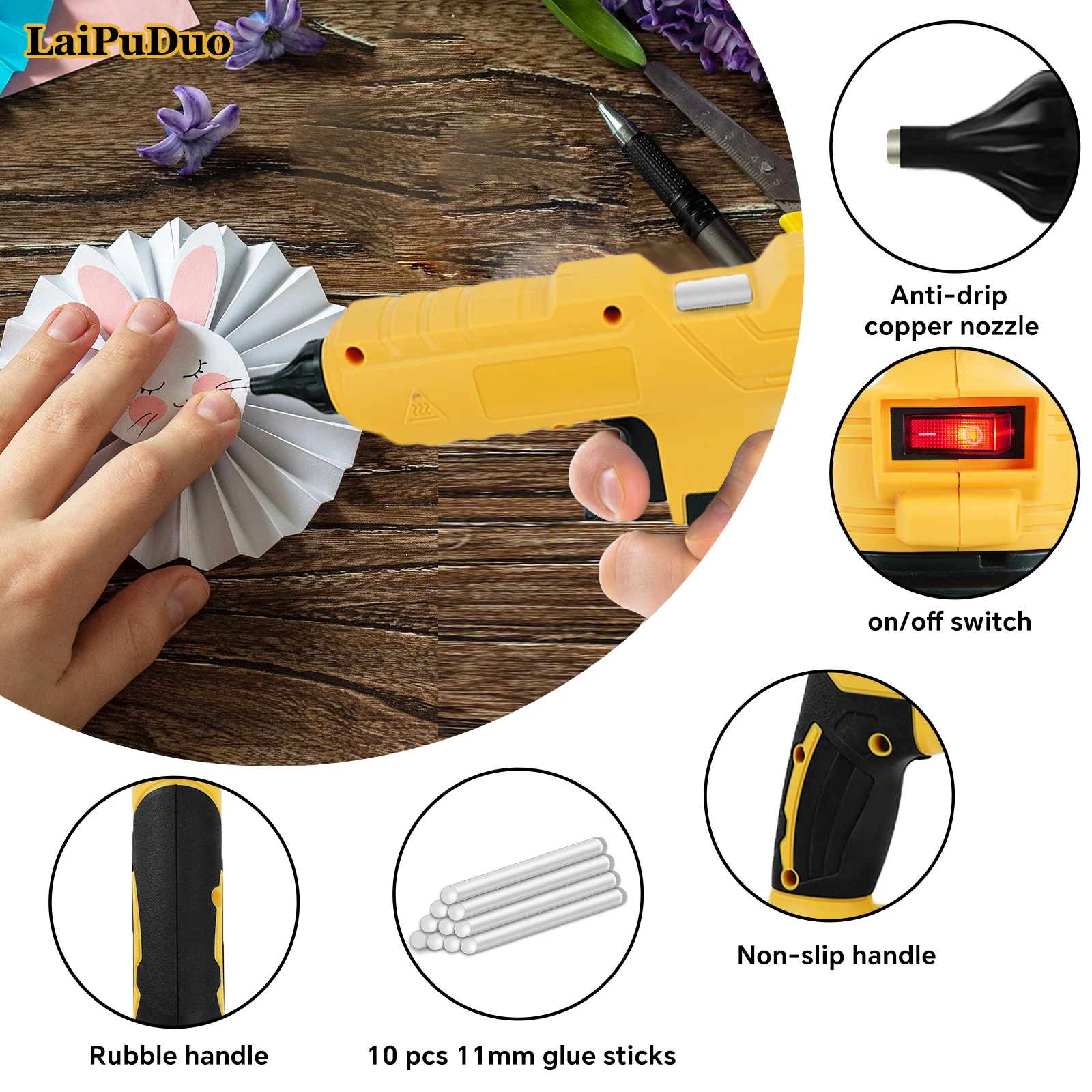 100WコードレスホットメルトグルーガンDIY電動加熱温度調 - Hot Melt Glue Gun Cordless のレビューと価格
