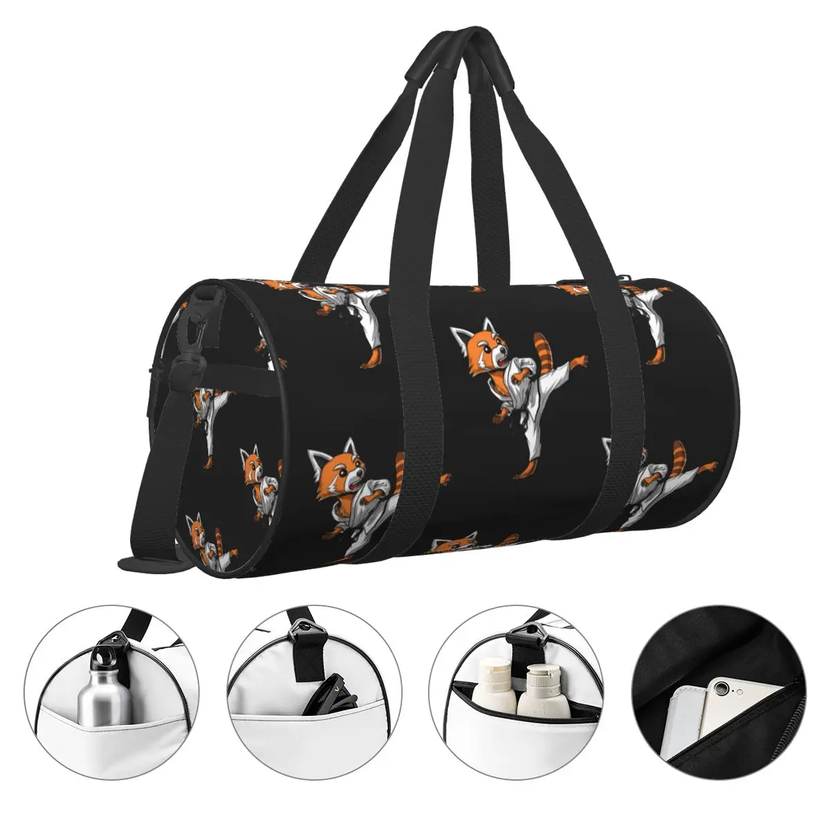 Red Panda Bear Karate Gym Bag Martial Arts Combat Sports Swimming Sports Bags Men Large Novelty Fitness Bag Outdoor Handbags